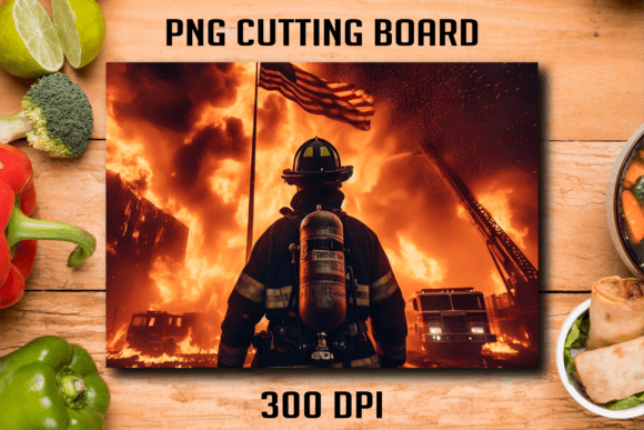 American Flag Firefighter Cutting Board