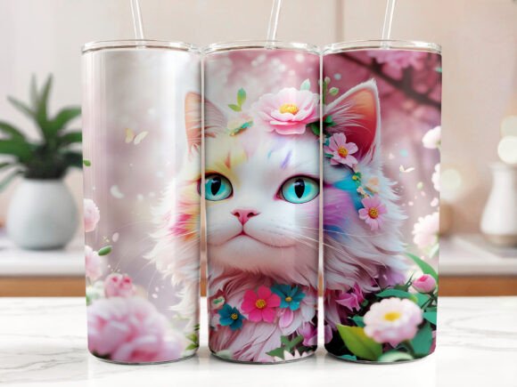 Beautiful Cat Sublimation Tumbler Wrap: A Creative Digital Design for Your Projects