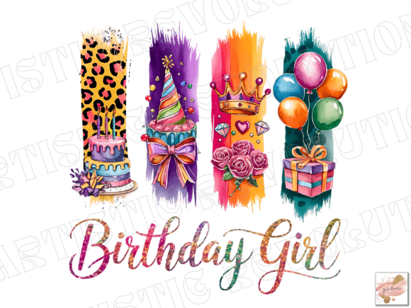 Brushstroke Birthday Girl Png Design