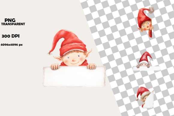 Cute Christmas Elf Peeking Clipart Set: A Festive Addition to Your Creative Projects