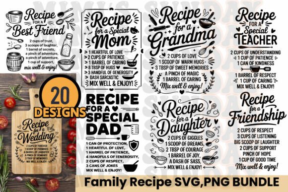 Family Recipe SVG Bundle, Cutting Board: A Heartfelt Way to Celebrate Love and Memories