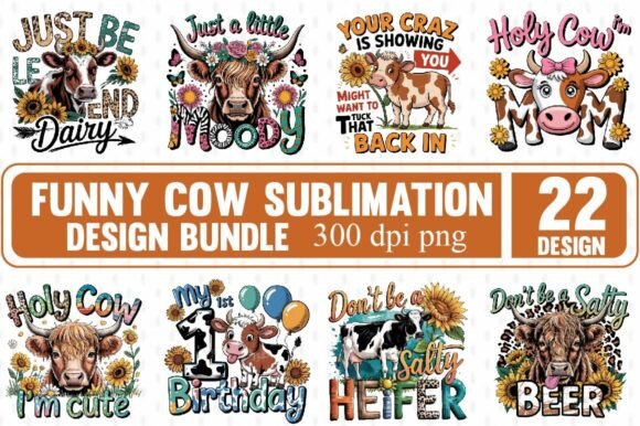 Funny Cow Sublimation Design Bundle