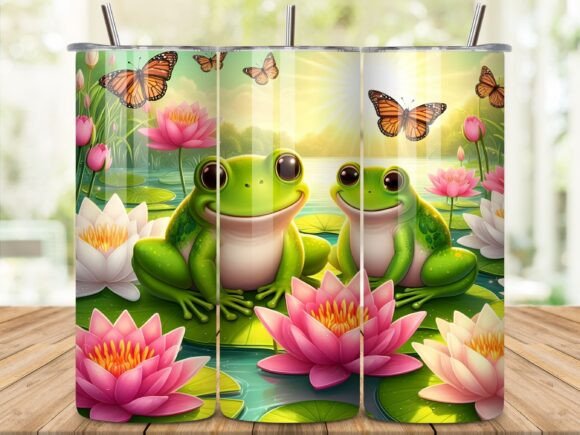 Funny Frogs 20 Oz Tumbler Wrap PNG