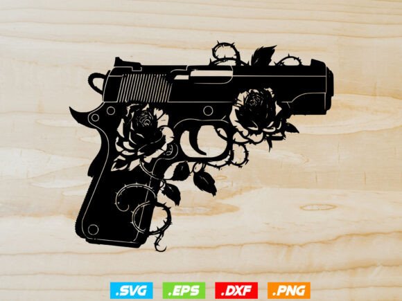 Gun and Roses SVG, Hand Gun Roses Svg