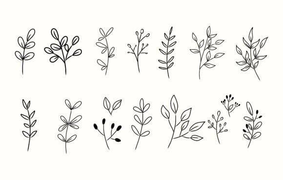 Line Art Botanical Set: Elevate Your Creative Projects with Elegant Leaf Illustrations