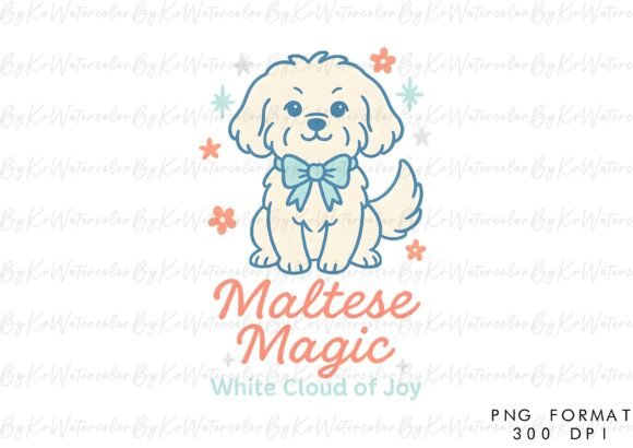Maltese Magic Dog Hand Drawn PNG