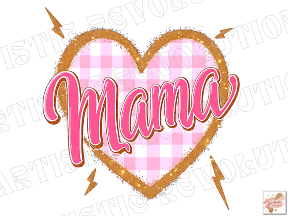Mama Checkered Heart PNG Pink Mama Png