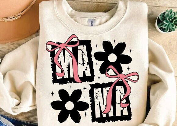 Mama Coquette Bow PNG, Mama PNG, Retro: A Digital Design for Creative Projects