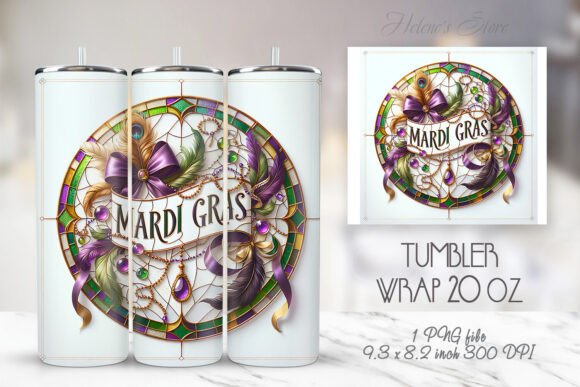 Mardi Gras Skinny Tumbler Wrap 20 Oz