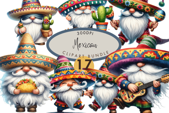 Mexican Fiesta Gnome Clipart Bundle PNG