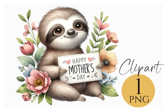 Mother’s Day Sloth Clipart PNG: A Unique and Adorable Design for Creative Projects