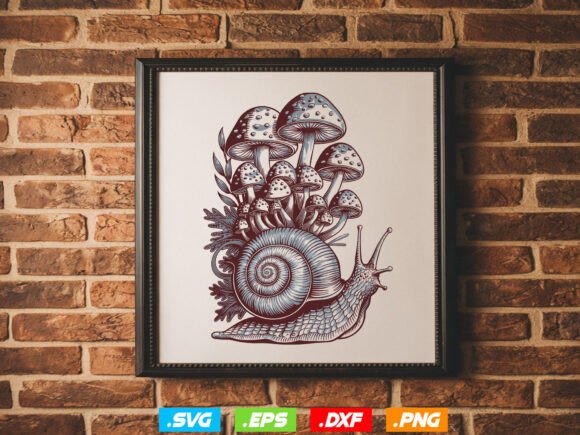 Mystical Snail Svg, Mushroom Clipart Svg: A Digital Art Resource for Creators