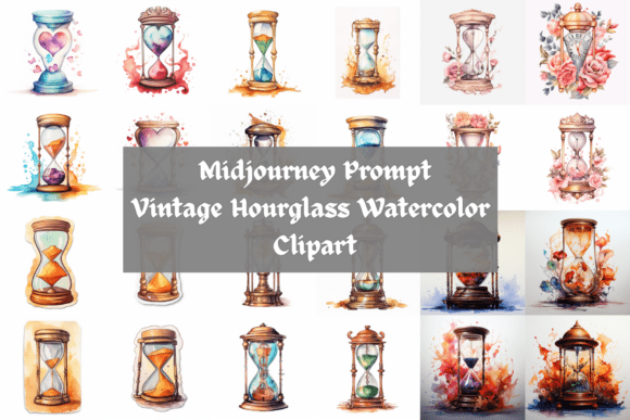 Prompt for Vintage Hourglass Clipart