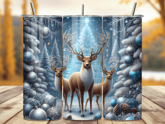 Reindeer Winter Forest Tumbler Wrap