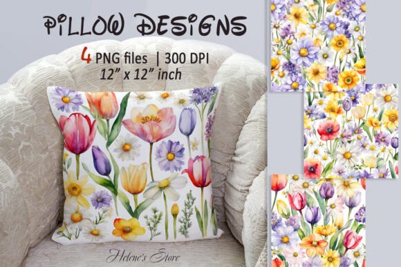 Spring Flowers Pillow Sublimation Design for Creative Expression