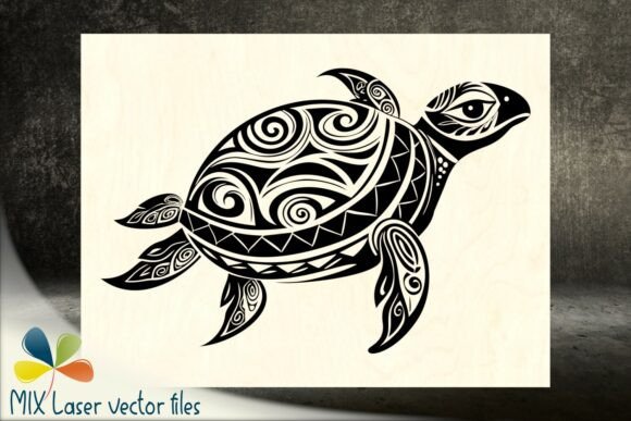 Tribal Turtle Laser Engraving Design