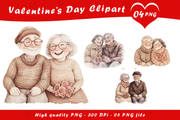 Valentine Day Elderly Couple Love