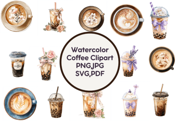 Watercolor Coffee Clipart: A Stylish Addition to Your Creative Workflow