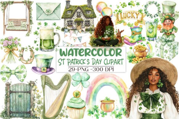 Watercolor St. Patrick’s Day Clipart PNG for Creative Projects
